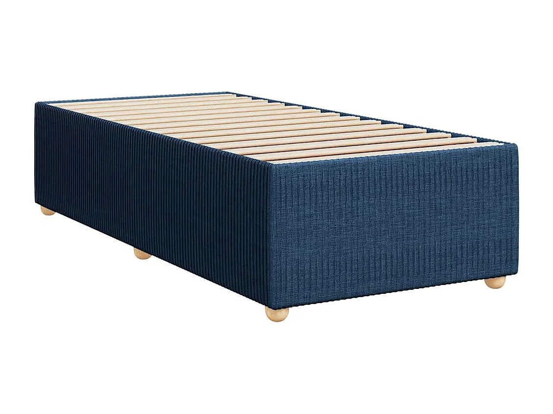 Cama box spring con colchón tela azul 90x200 cm