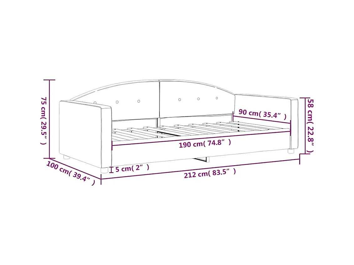 Letto da Giorno Grigio Scuro 90x190 cm in Velluto