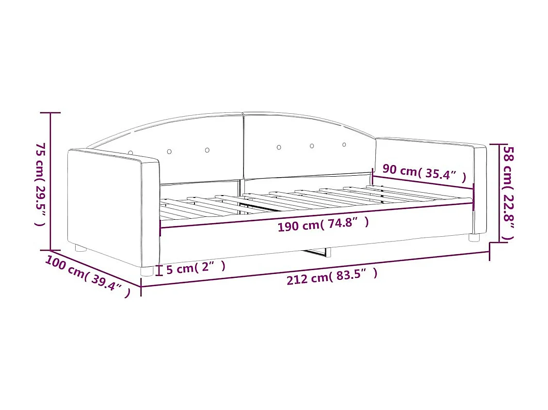 Tagesbett Dunkelgrau 90x190 cm Samt