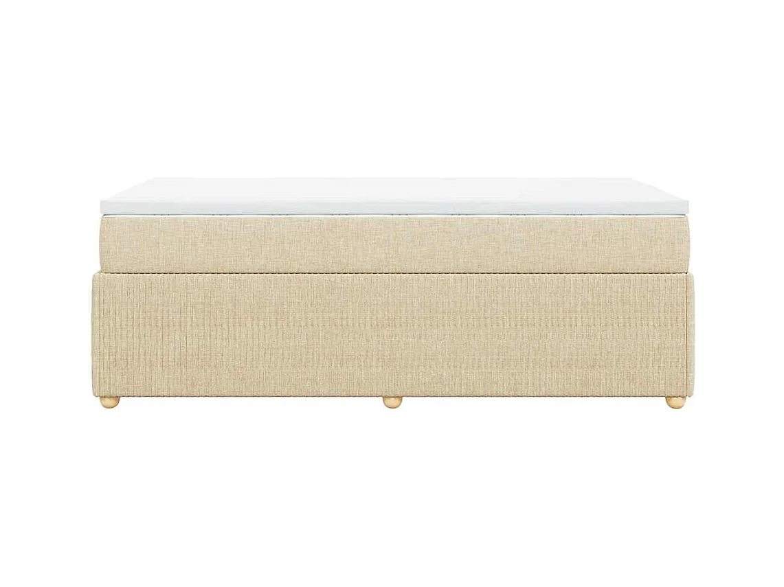 Cama box spring con colchón tela color crema 90x200 cm