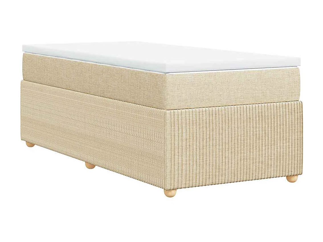 Sommier à lattes de lit avec matelas Crème 90x200 cm Tissu