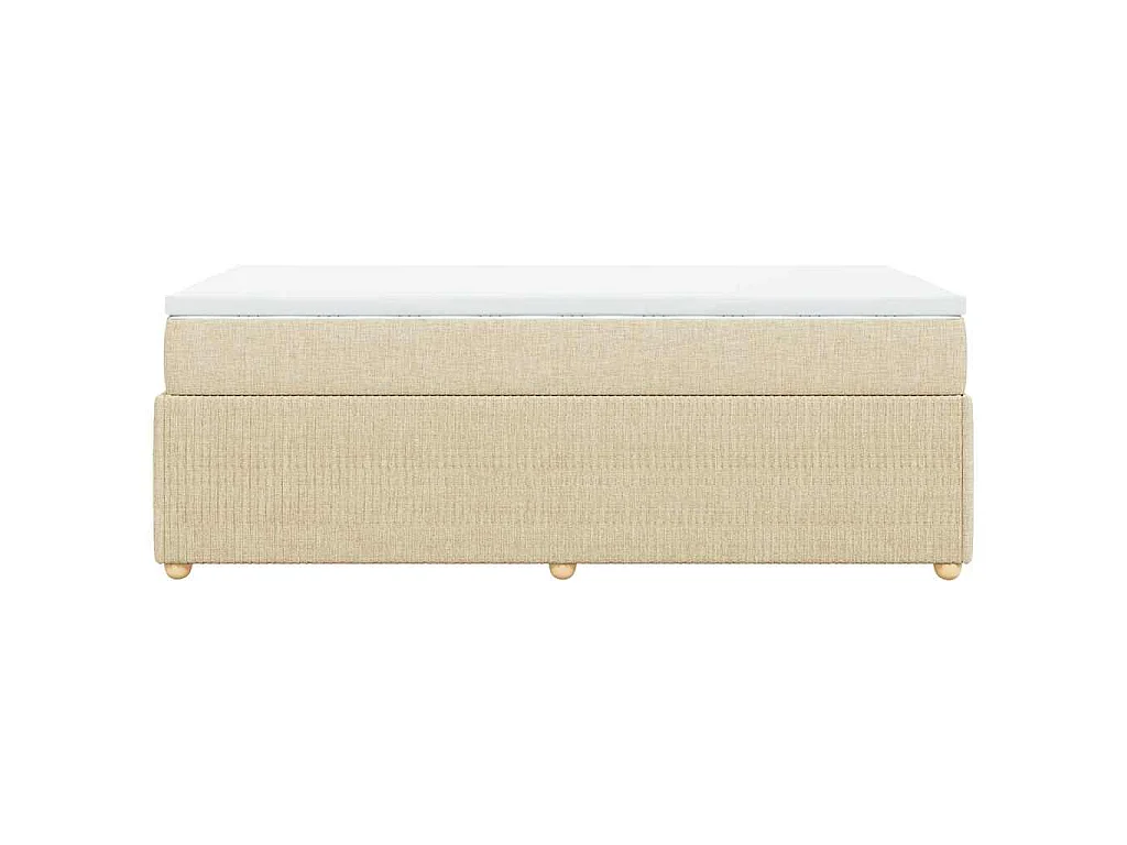 Cama box spring con colchón tela color crema 90x200 cm