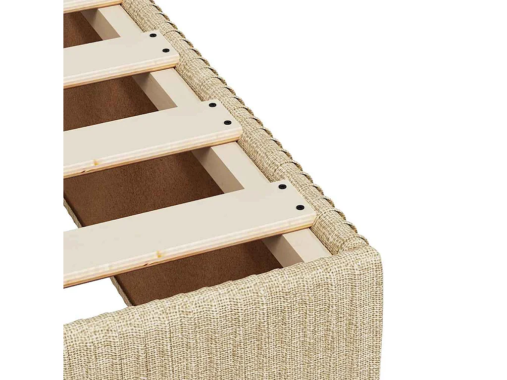 Cama box spring con colchón tela color crema 90x200 cm