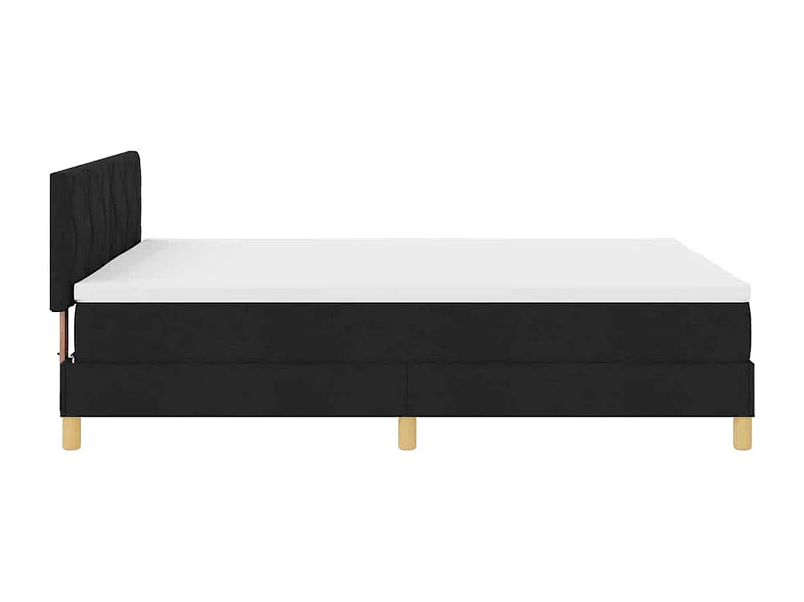 Cama Box Spring LED com colchão Preto 140 x 200 cm tecido