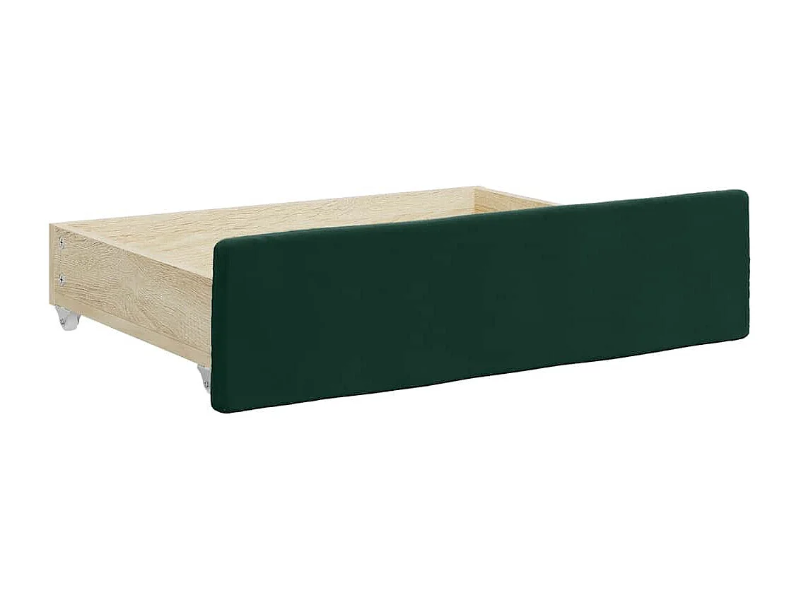 Lit de jour et gigogne et tiroirs vert foncé 100x200 cm velours