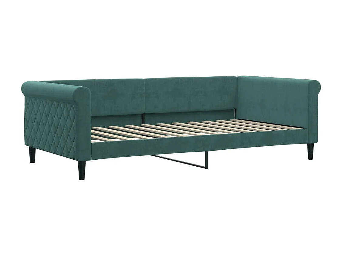 Sofá cama nido con cajones terciopelo verde oscuro 100x200 cm