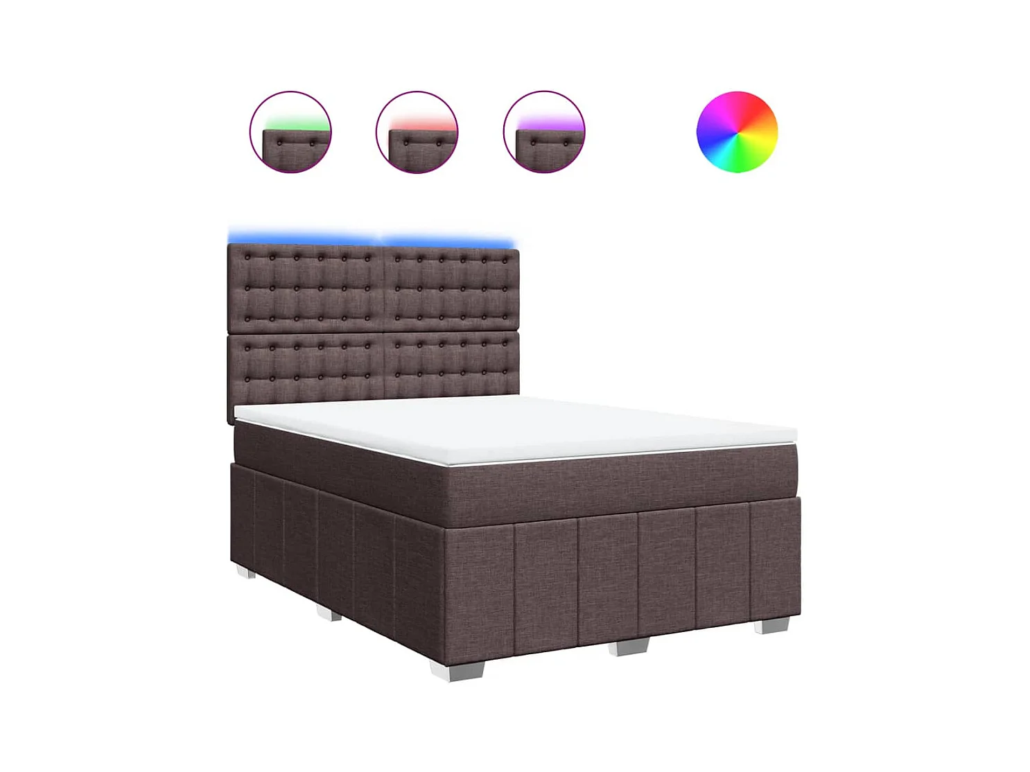 Cama box spring con colchón tela marrón oscuro 160x200 cm