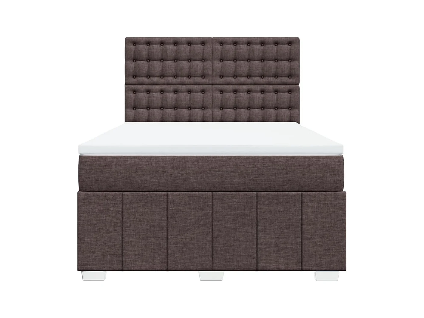 Cama box spring con colchón tela marrón oscuro 160x200 cm