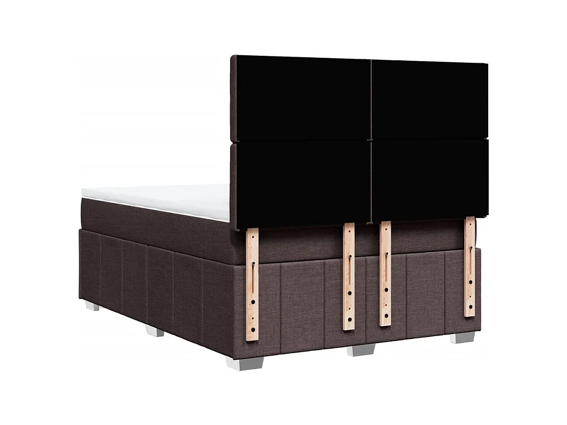 Cama box spring con colchón tela marrón oscuro 160x200 cm
