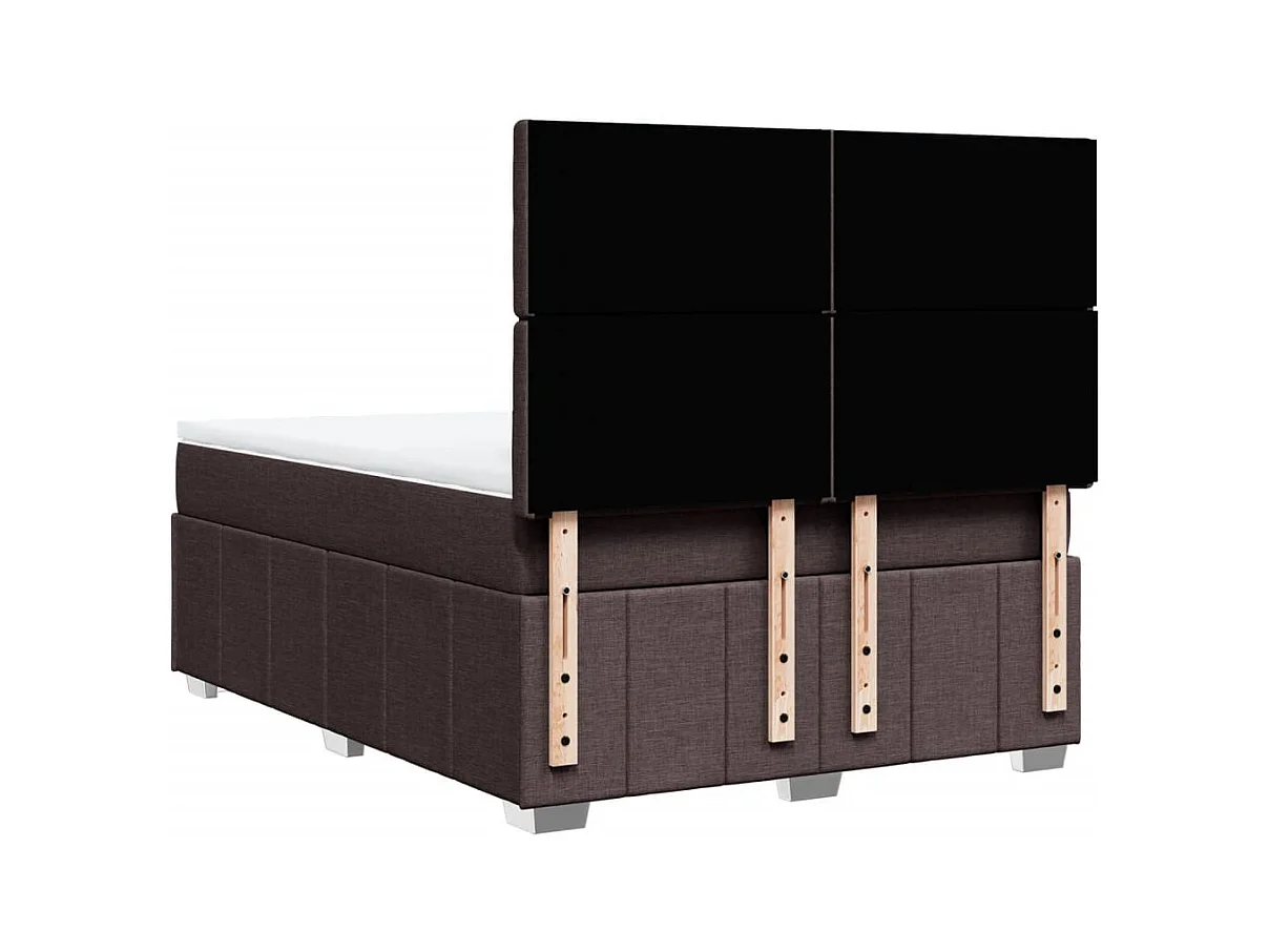 Cama box spring con colchón tela marrón oscuro 160x200 cm