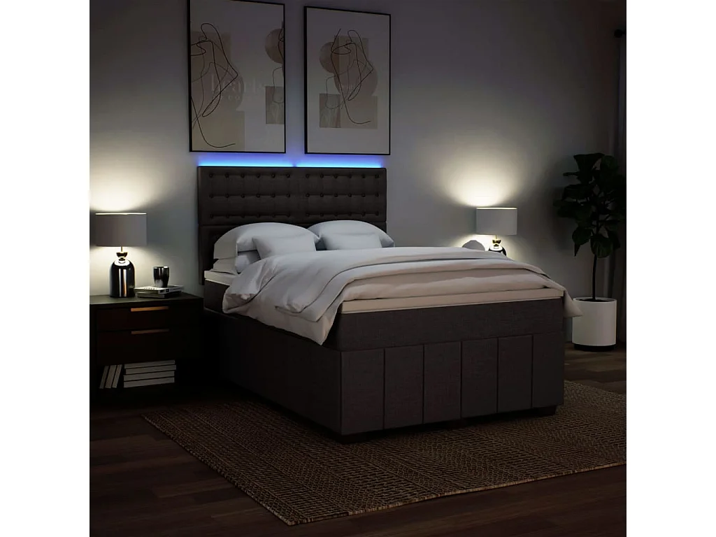 Boxspringbett mit Matratze Dunkelbraun 160x200 cm Stoff