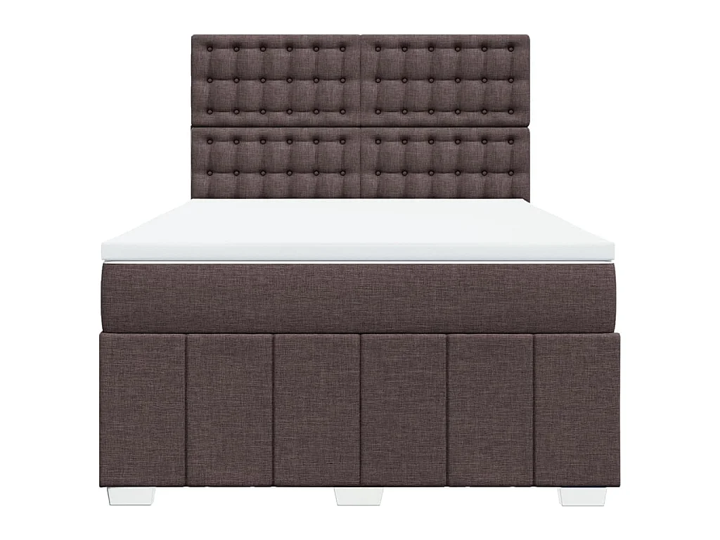 Cama com molas/colchão 160x200 cm tecido castanho-escuro