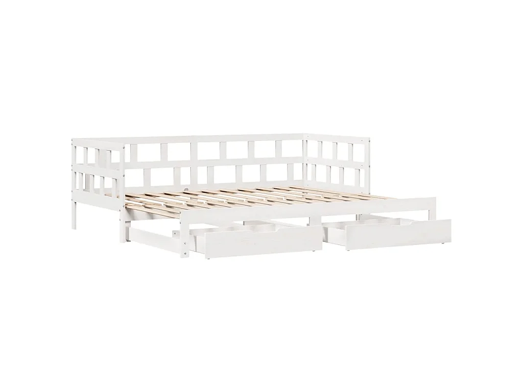 Letto Estraibile con Cassetti senza Materasso Bianco 90x200 cm