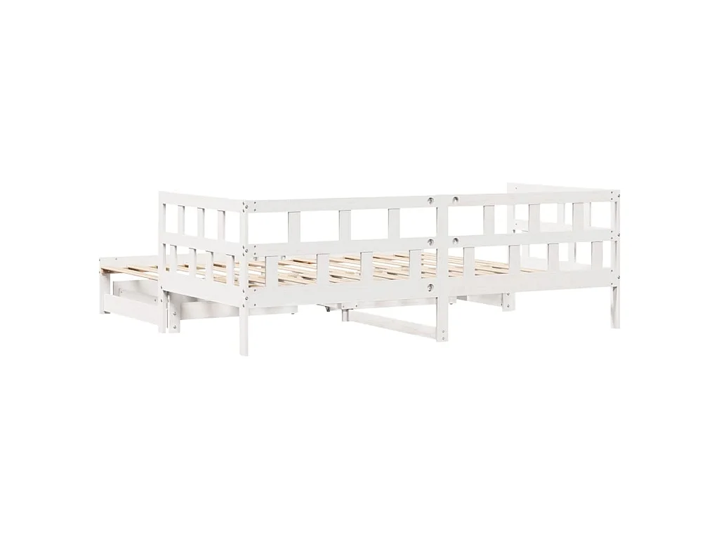 Letto Estraibile con Cassetti senza Materasso Bianco 90x200 cm