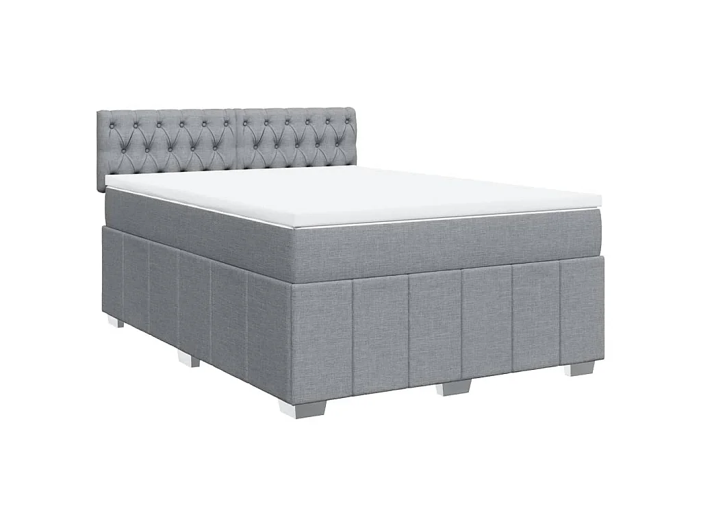 Sommier à lattes de lit avec matelas Gris clair 140x200cm Tissu