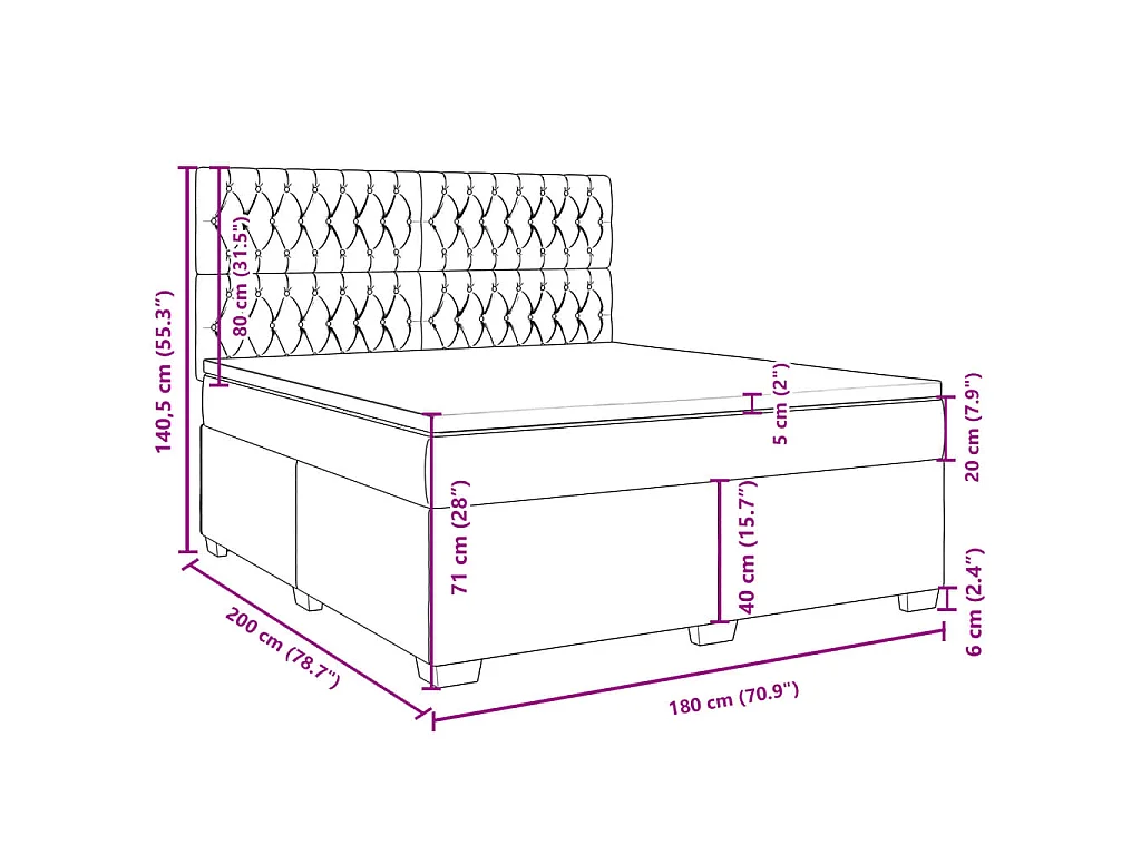 Boxspring met matras stof blauw 180x200 cm