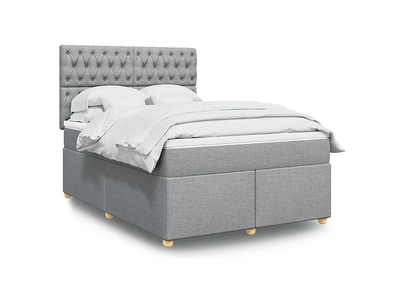 Sommier à lattes de lit avec matelas Gris clair 140x190cm Tissu