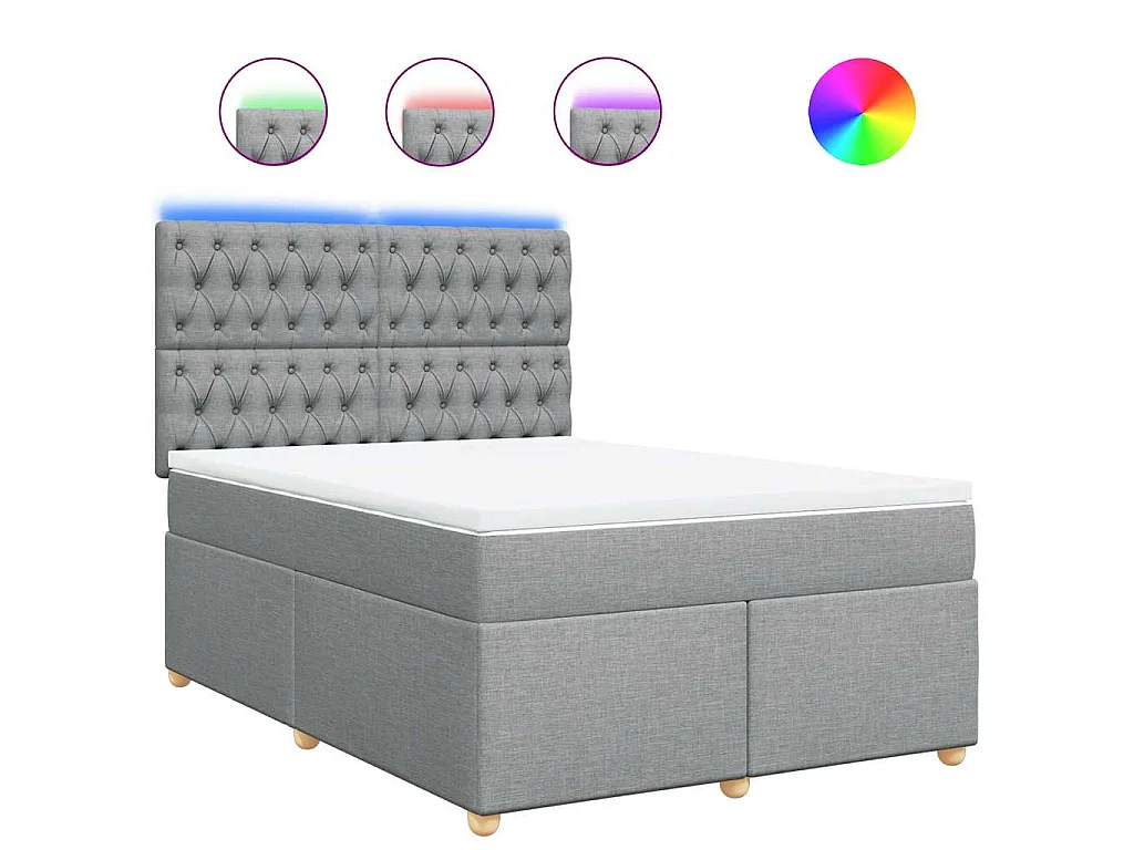 Sommier à lattes de lit avec matelas Gris clair 140x190cm Tissu