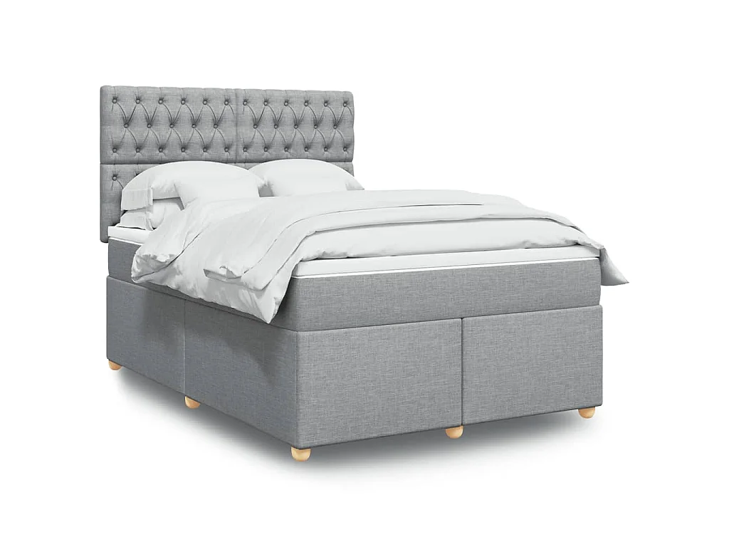 Sommier à lattes de lit avec matelas Gris clair 140x190cm Tissu