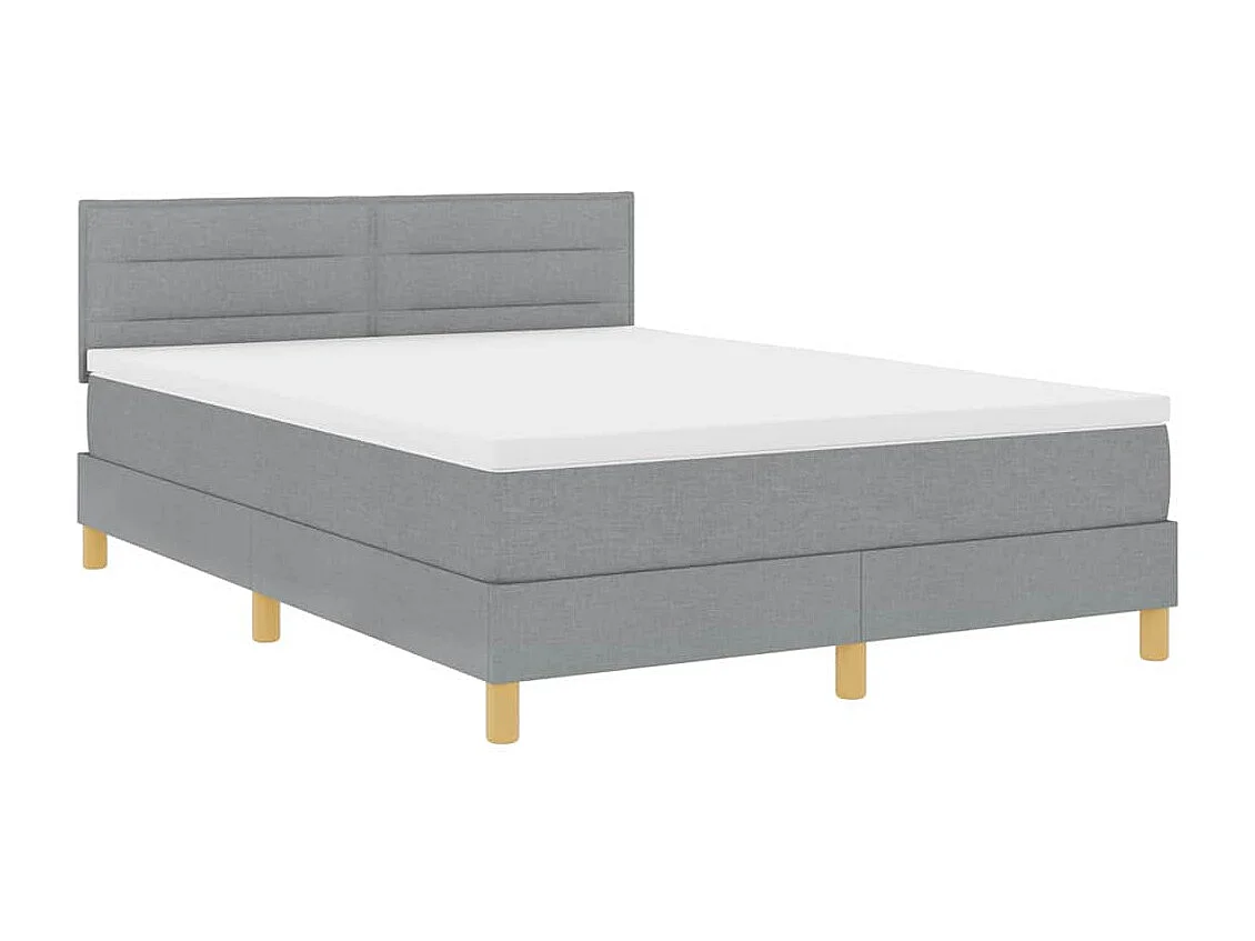 Lit boxspring avec matelas Gris clair 140 x 190 cm tissu