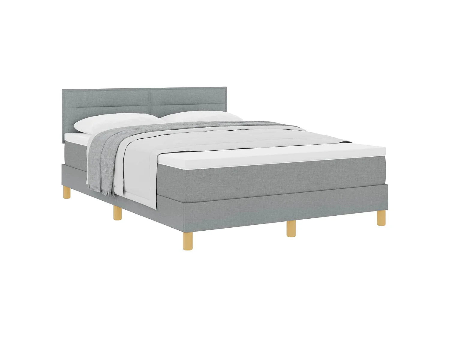 Boxspringbett mit Kissen Hellgrau 140 x 190 cm Stoff