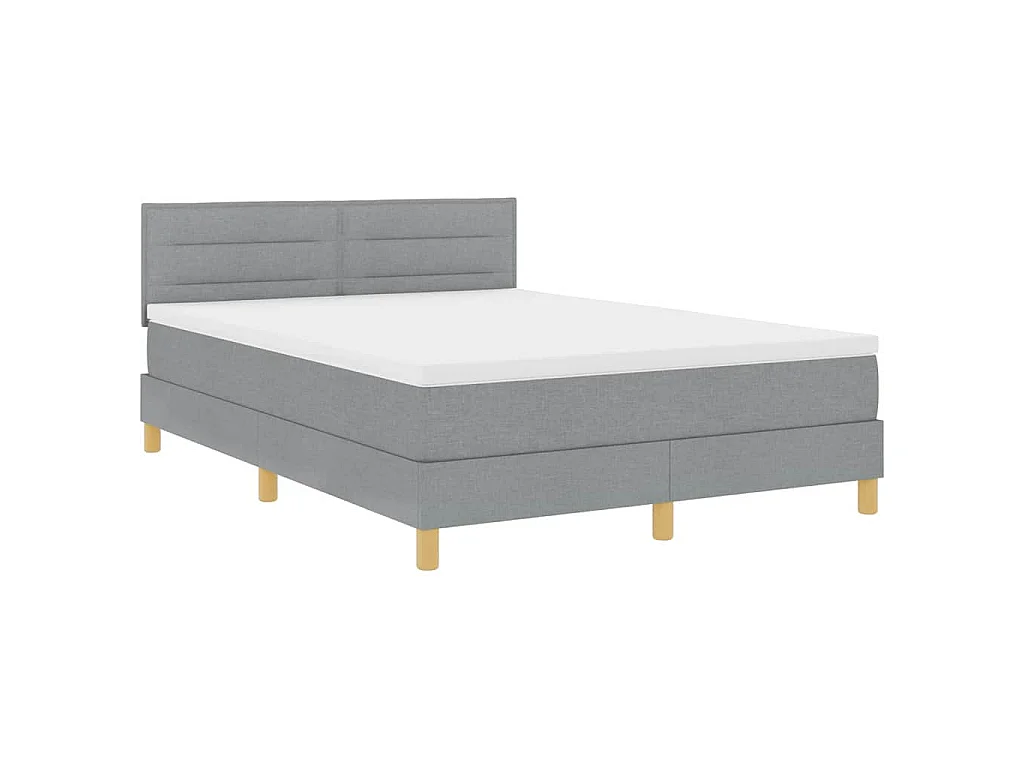 Boxspringbett mit Kissen Hellgrau 140 x 190 cm Stoff