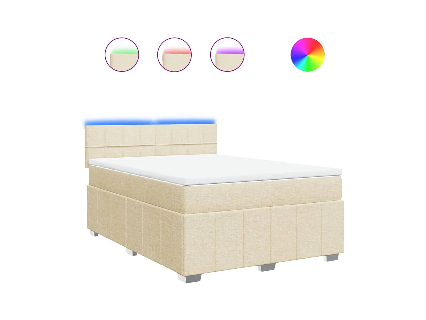 Sommier à lattes de lit avec matelas Crème 160x200 cm Tissu