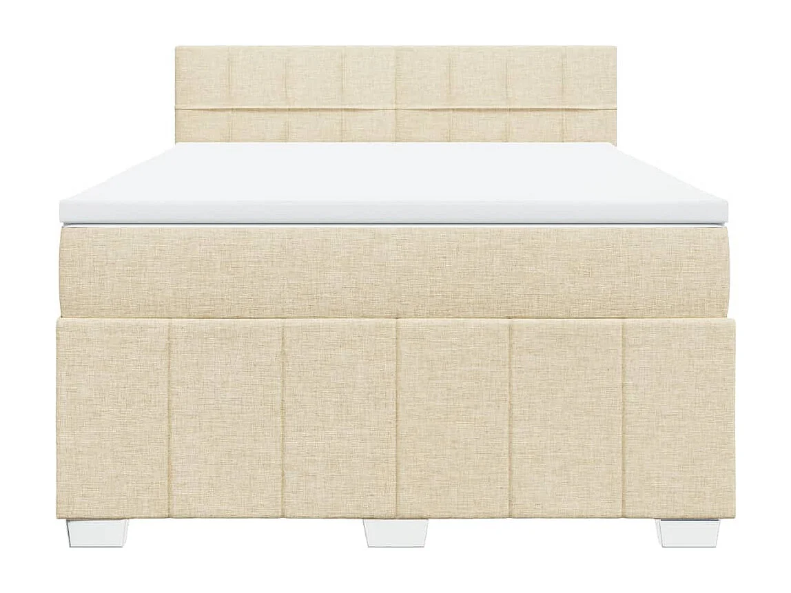 Sommier à lattes de lit avec matelas Crème 160x200 cm Tissu