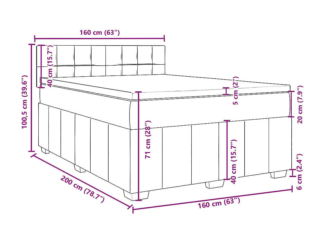 Boxspringbett mit Matratze Creme 160x200 cm Stoff