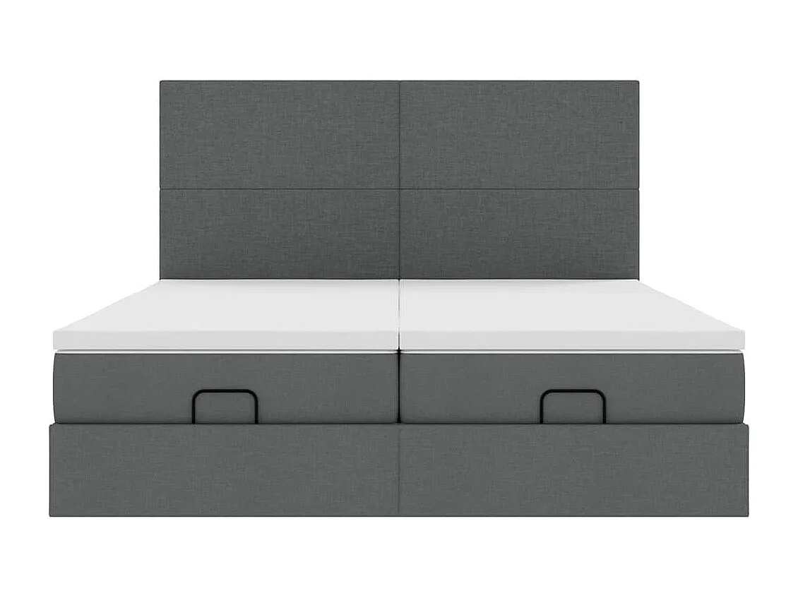Cadre de lit ottoman avec matelas gris foncé 180x200cm tissu