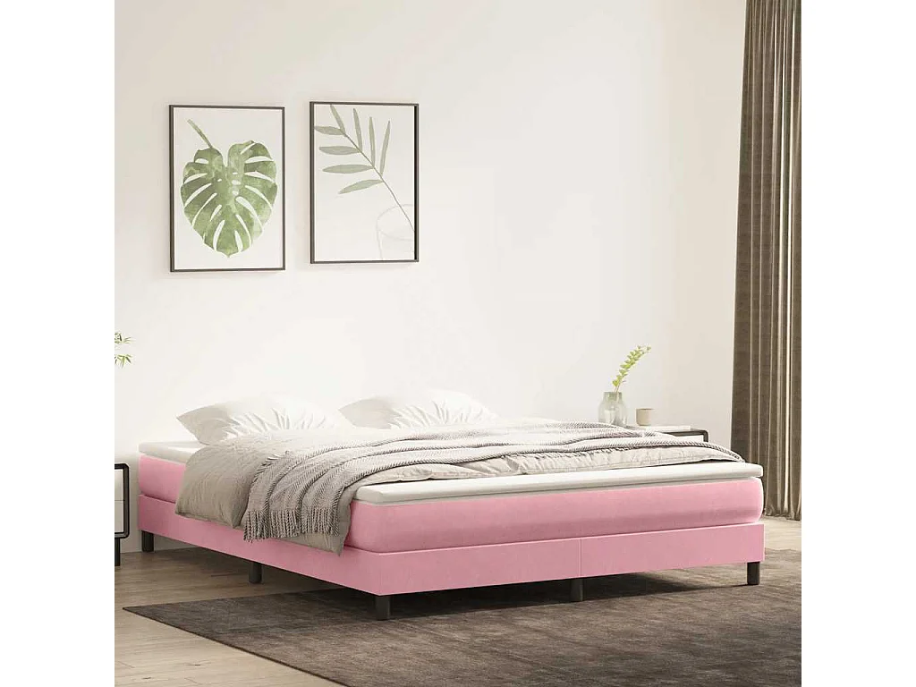 Sommier à lattes de lit sans matelas rose 180x210 cm velours