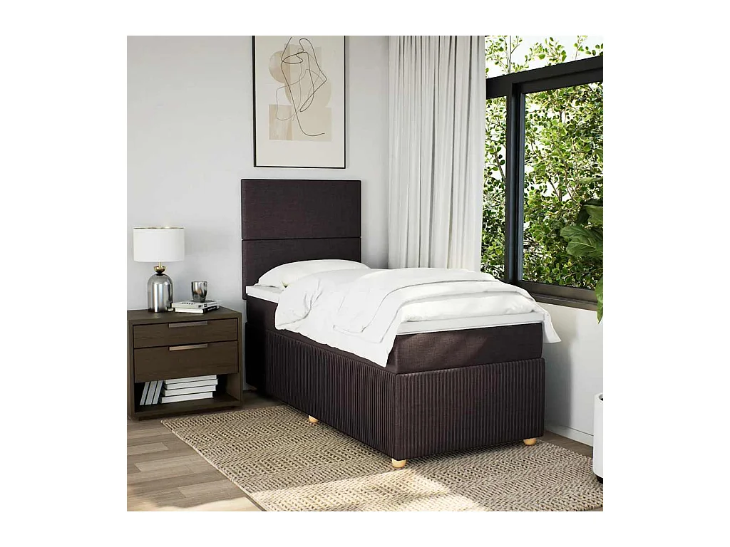 Boxspringbett mit Matratze Dunkelbraun 90x200 cm Stoff