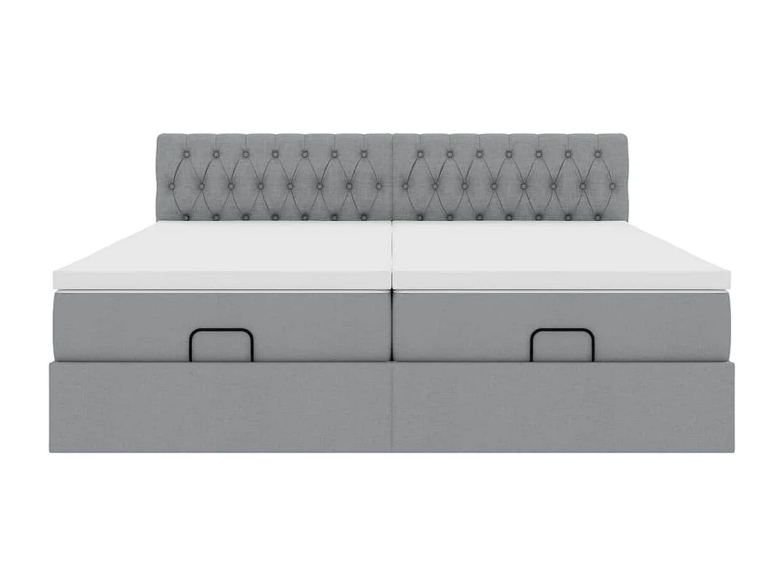Ottoman-Bett mit Matratzen Hellgrau 180x200 cm Stoff