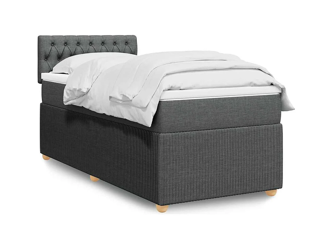 Boxspringbett mit Matratze Dunkelgrau 90x200 cm Stoff