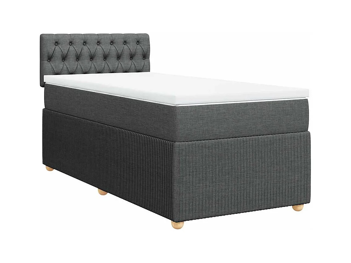 Boxspringbett mit Matratze Dunkelgrau 90x200 cm Stoff