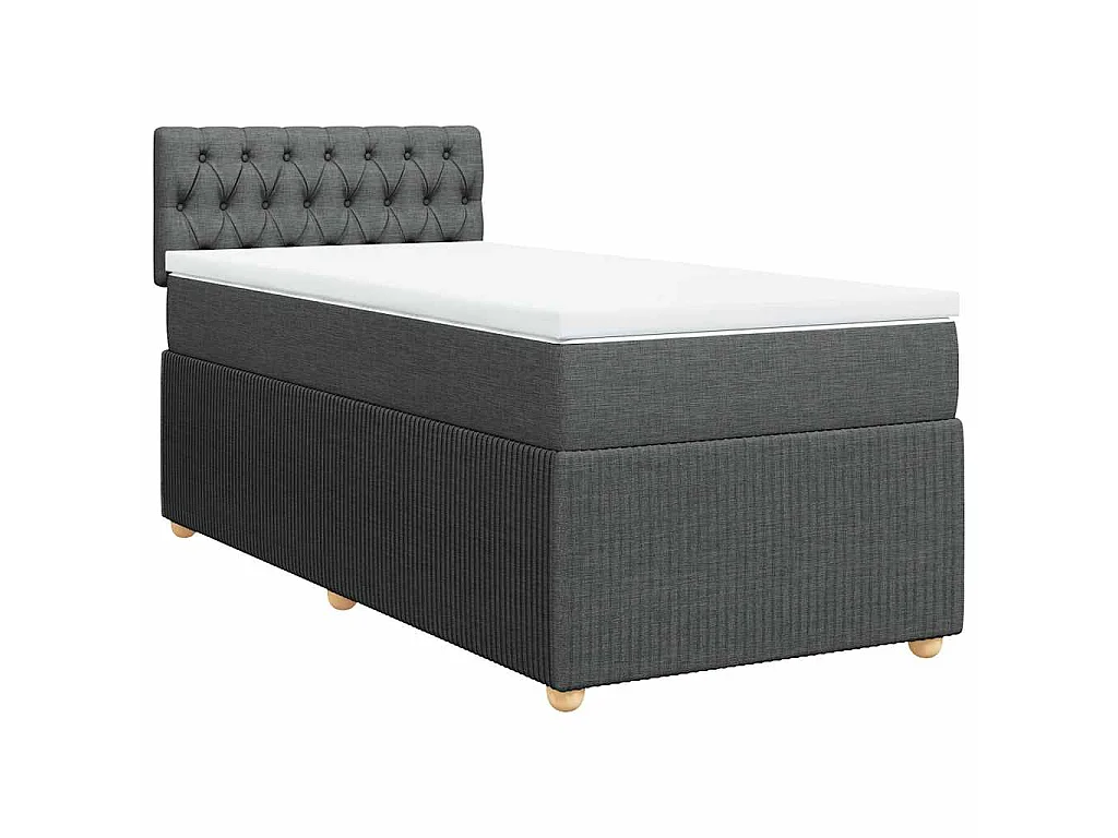 Cama com molas/colchão 90x200 cm tecido cinzento-escuro