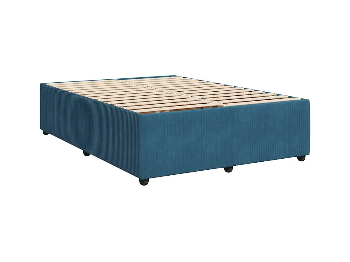 Boxspringbett mit Matratze Blau 140x200 cm Samt