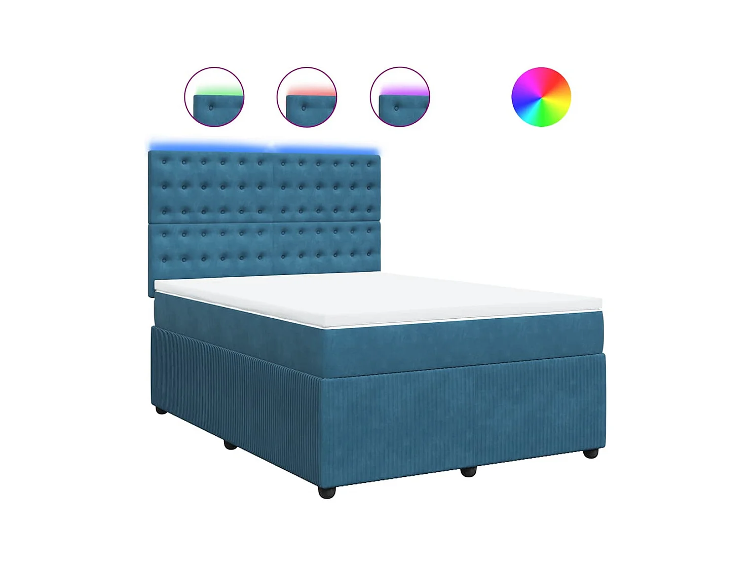 Boxspringbett mit Matratze Blau 140x200 cm Samt