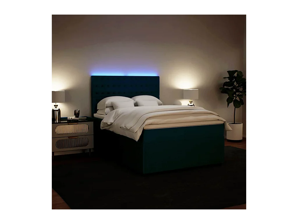 Boxspringbett mit Matratze Blau 140x200 cm Samt