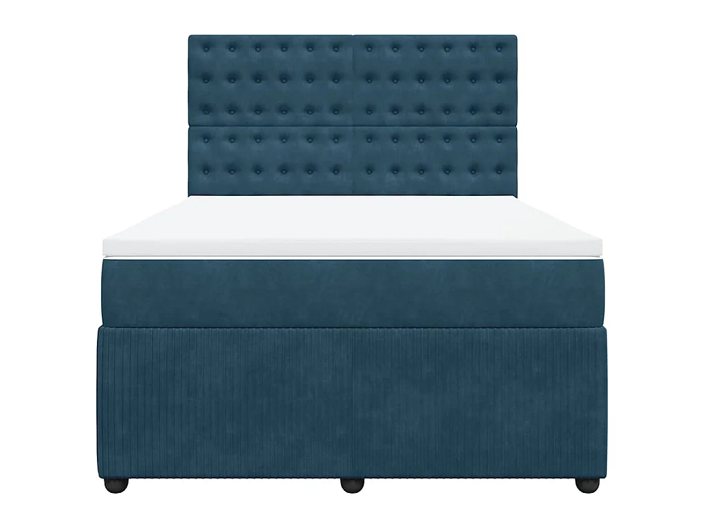 Cama com molas/colchão 140x200 cm veludo azul