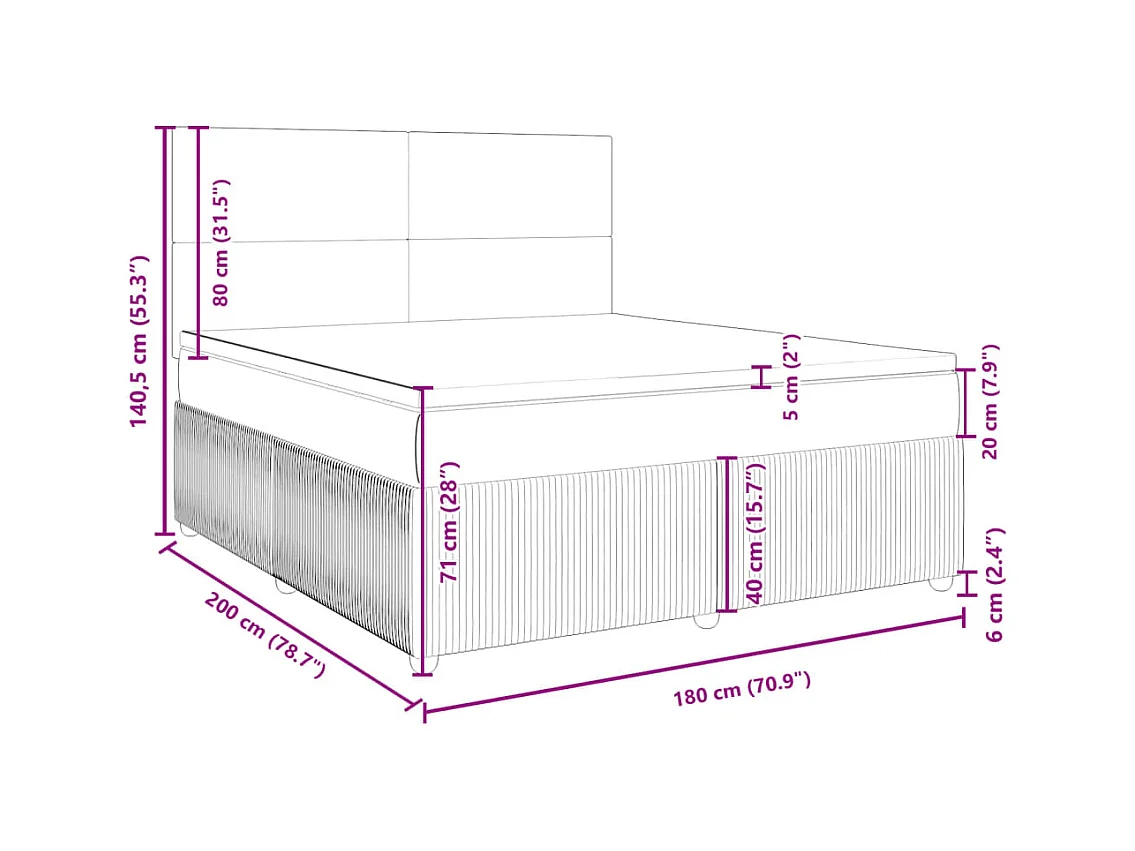 Boxspringbett mit Matratze Blau 180x200 cm Stoff