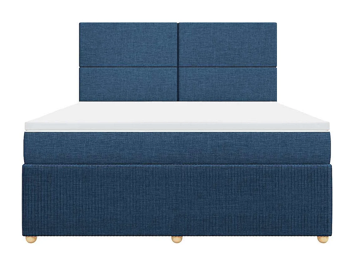 Cama box spring con colchón tela azul 180x200 cm