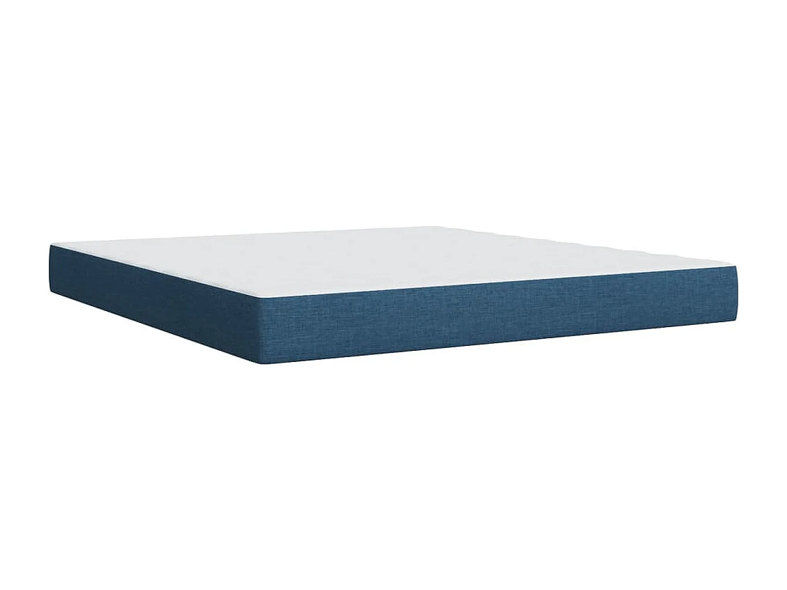 Cama box spring con colchón tela azul 180x200 cm