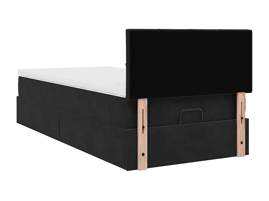 Ottoman-Bett mit Matratze & LEDs Schwarz 90x190 cm Samt