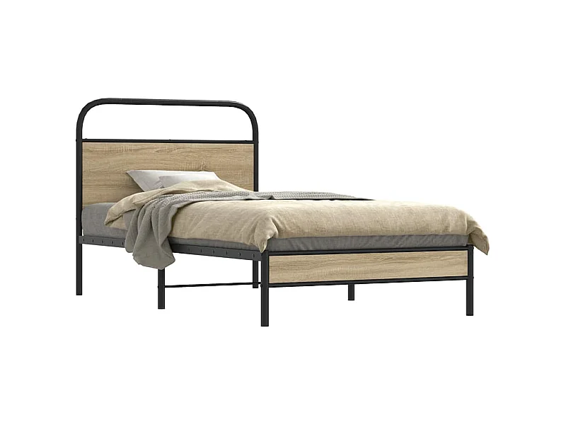 Cadre de lit sans matelas 100x200 cm chêne fumé bois ingénierie