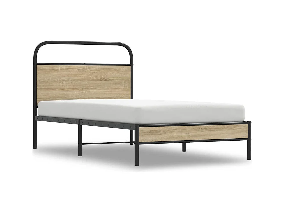 Bettgestell ohne Matratze 100x200 cm Räuchereiche Holzwerkstoff