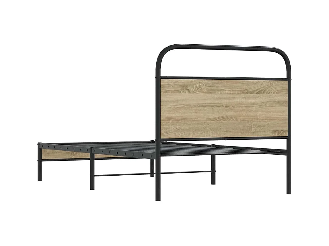 Bettgestell ohne Matratze 100x200 cm Räuchereiche Holzwerkstoff