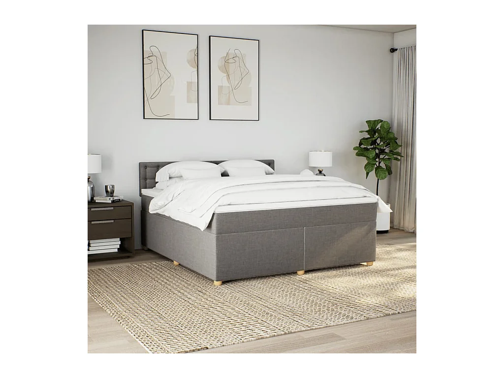 Sommier à lattes de lit avec matelas Taupe 180x200 cm Tissu