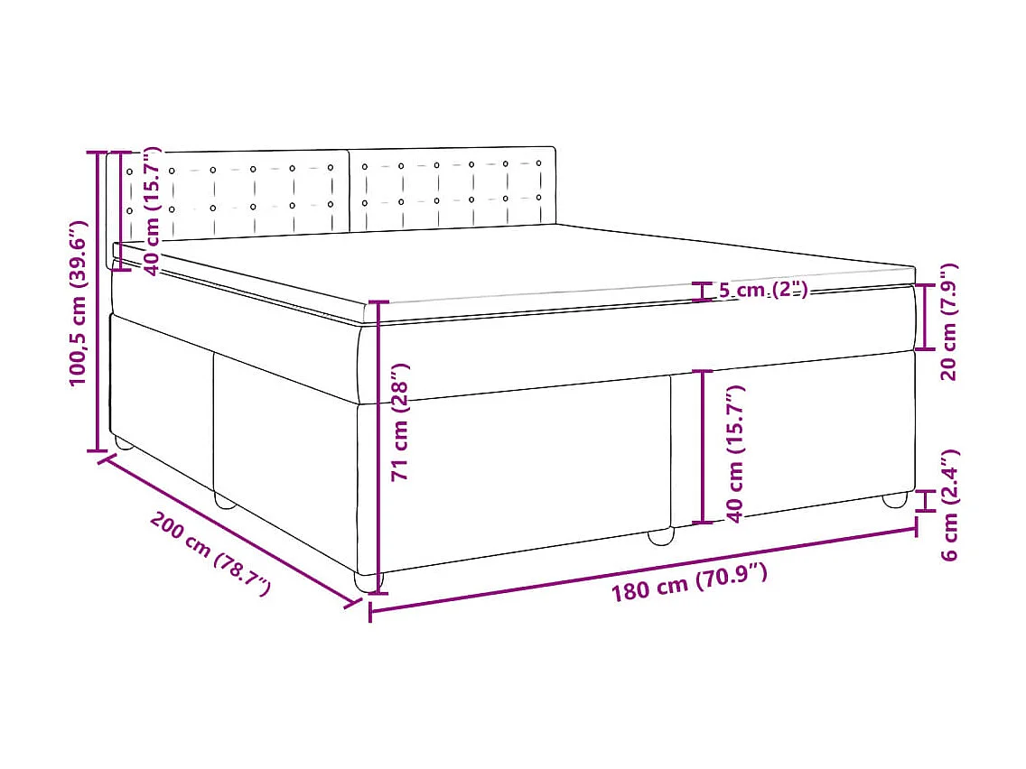 Boxspring met matras stof taupe 180x200 cm