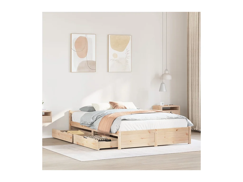 Cadre de lit sans matelas 140x200 cm bois massif de pin